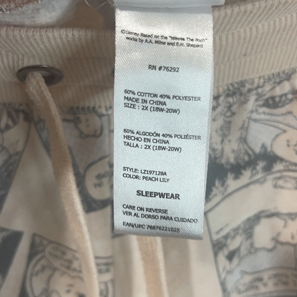 Disney Winnie the Pooh Sleep Shorts Thin Fleece Comic Print Draw String Waist - Picture 8 of 10